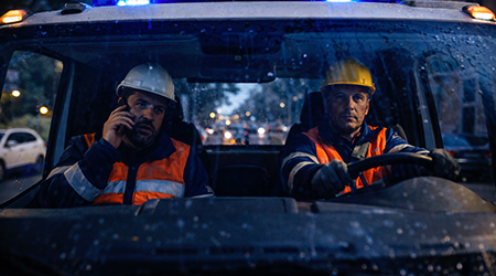 Due operatori di autospurgo pronto intervento